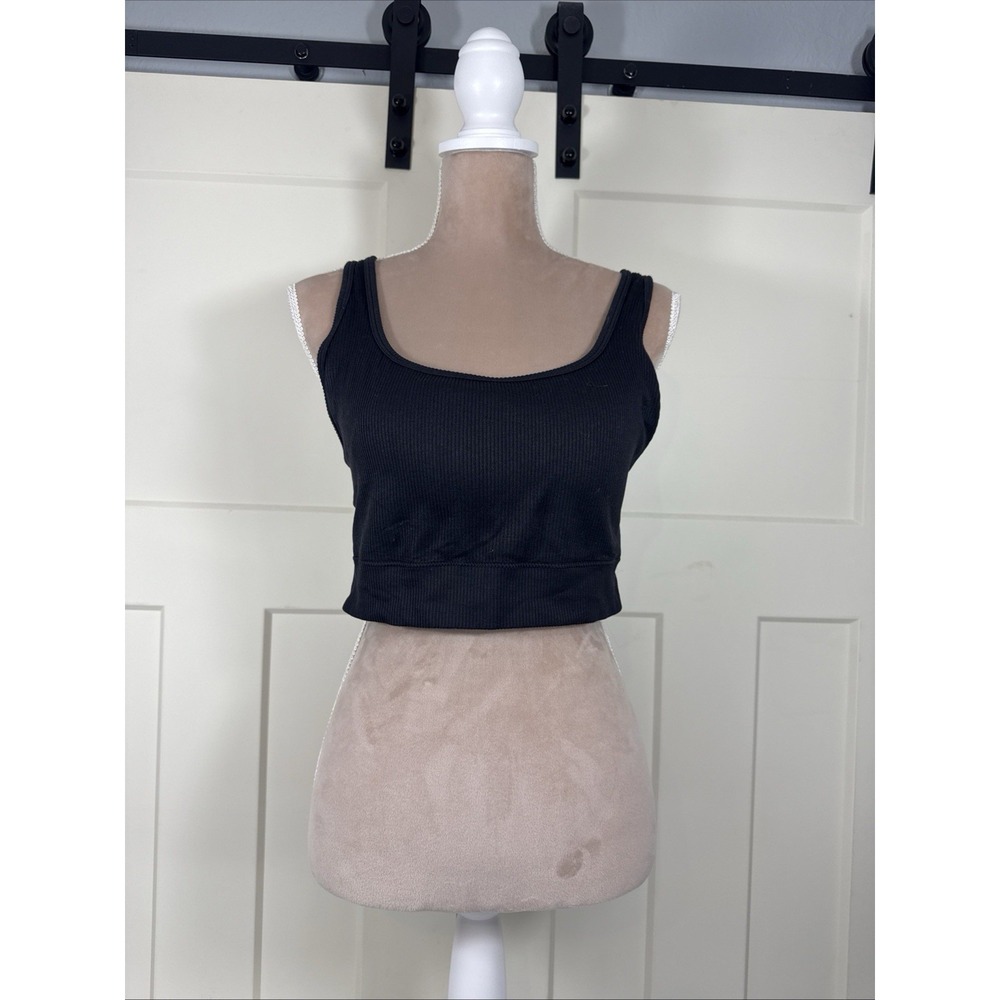 Womens XXL Black Cropped Tank Top Padded Whimsigoth Biker Minimalist Athleisure